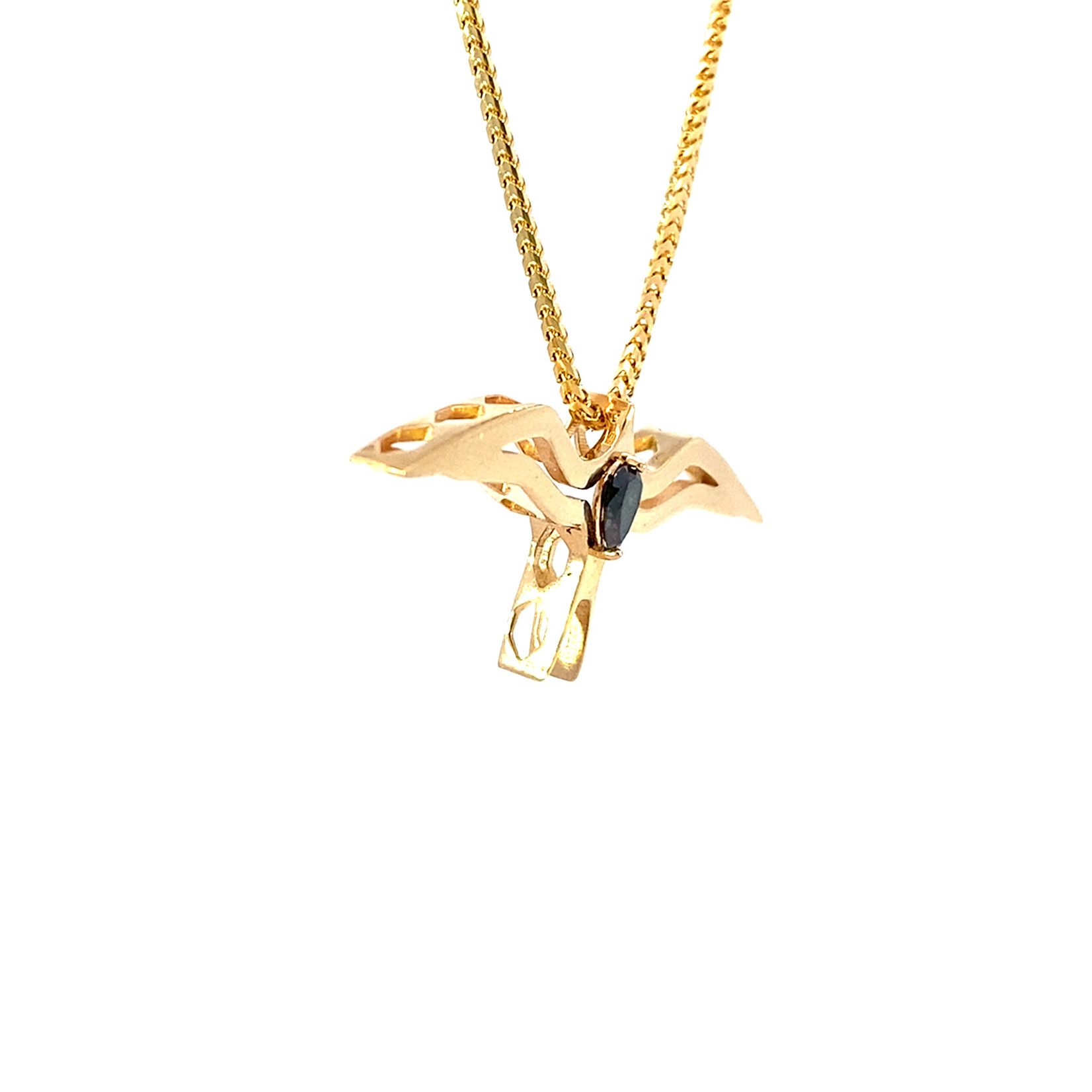 14K Yellow Gold 'Iwa Lele Black Diamond Pendant D.19ct (Color Enhanced)