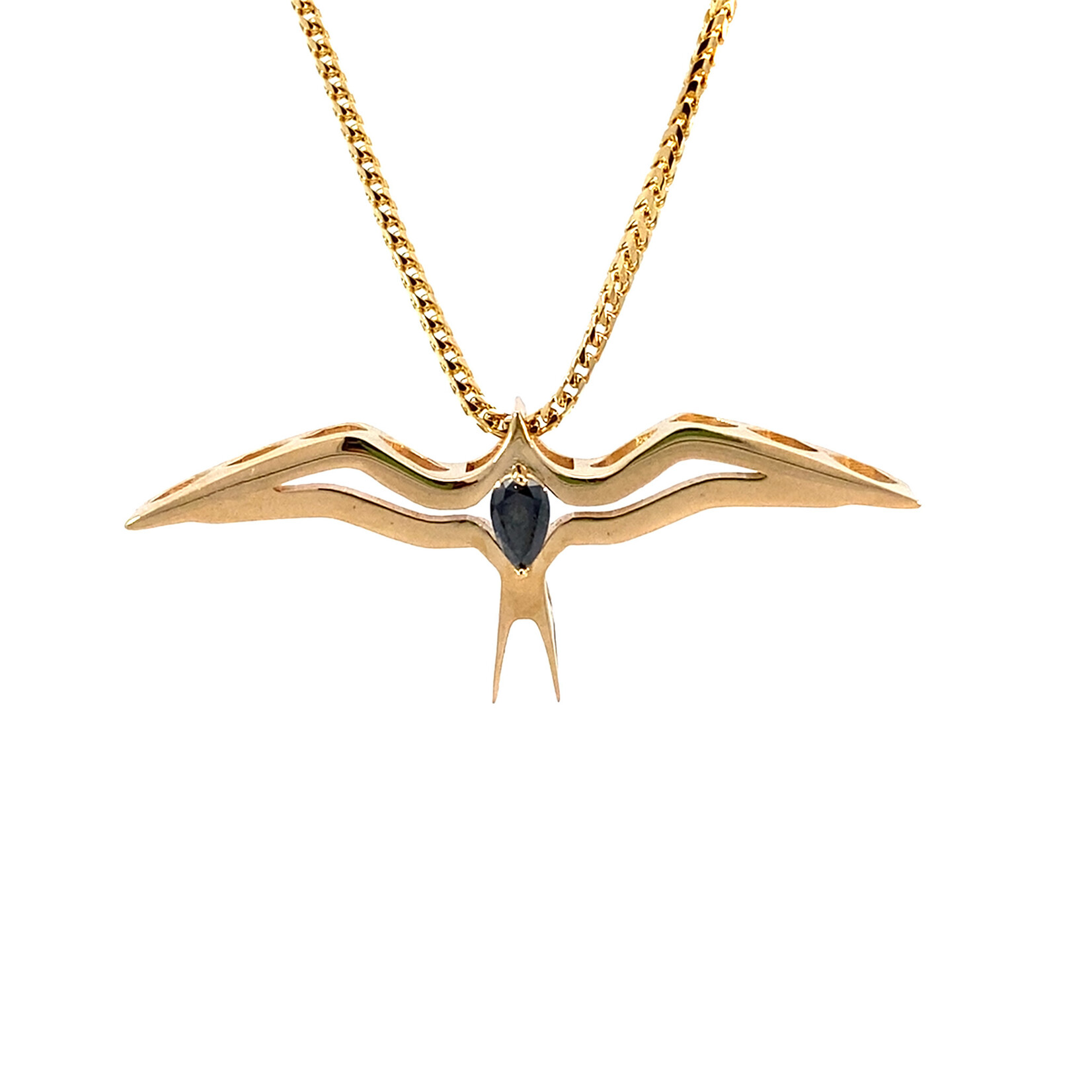 14K Yellow Gold 'Iwa Lele Black Diamond Pendant D.19ct (Color Enhanced)