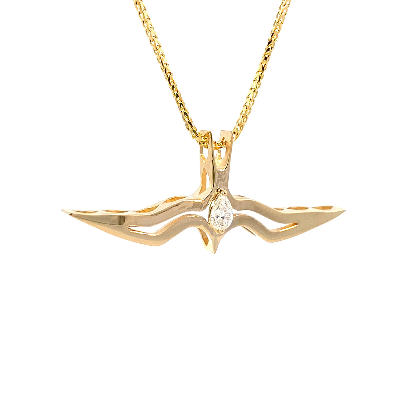 14K Yellow Gold 'Iwa Lele Diamond Pendant .20ct
