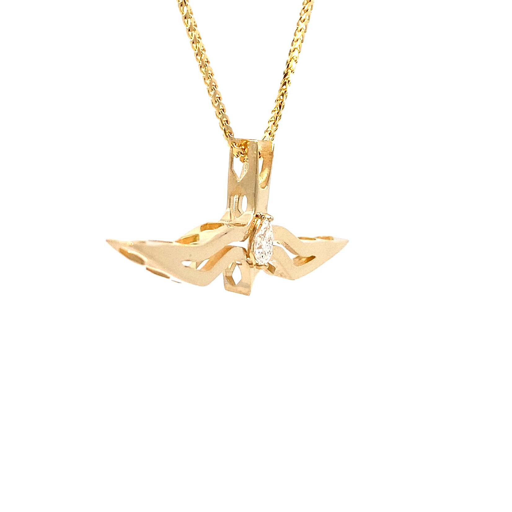 14K Yellow Gold 'Iwa Lele Diamond Pendant .20ct