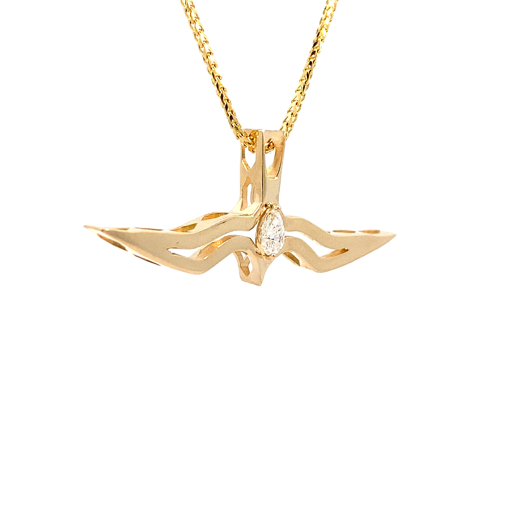 14K Yellow Gold 'Iwa Lele Diamond Pendant .20ct