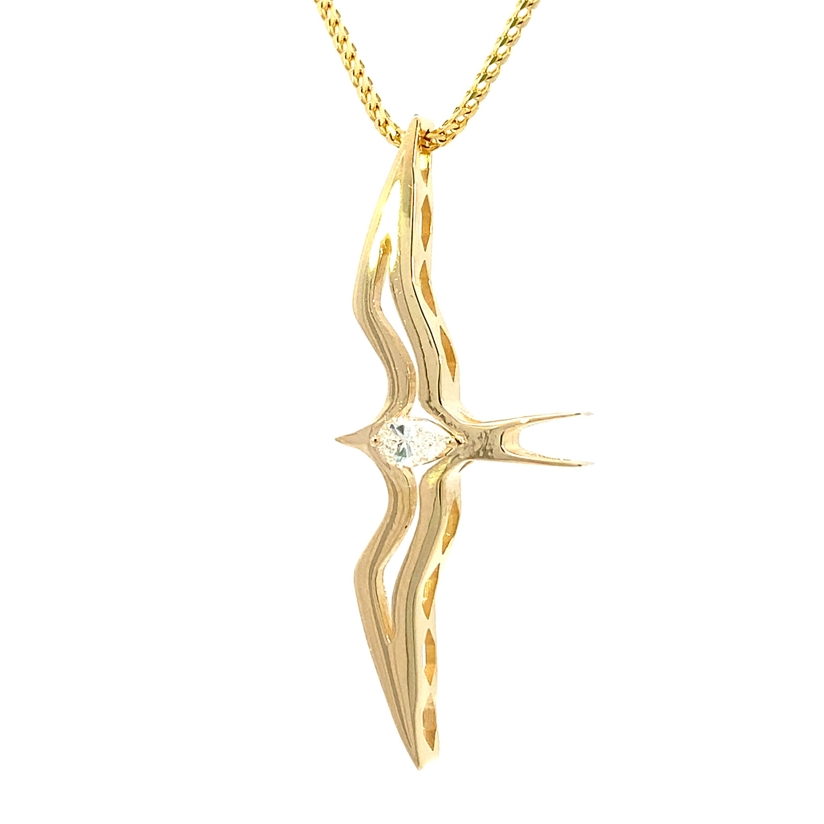 14K Yellow Gold 'Iwa Lele Diamond Pendant .20ct