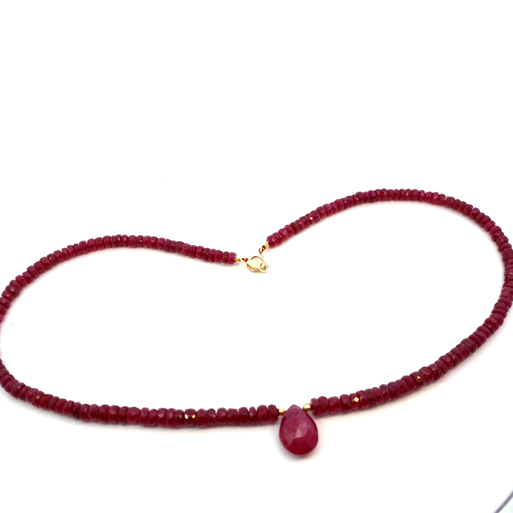 14K Yellow Gold 15" Ruby Necklace