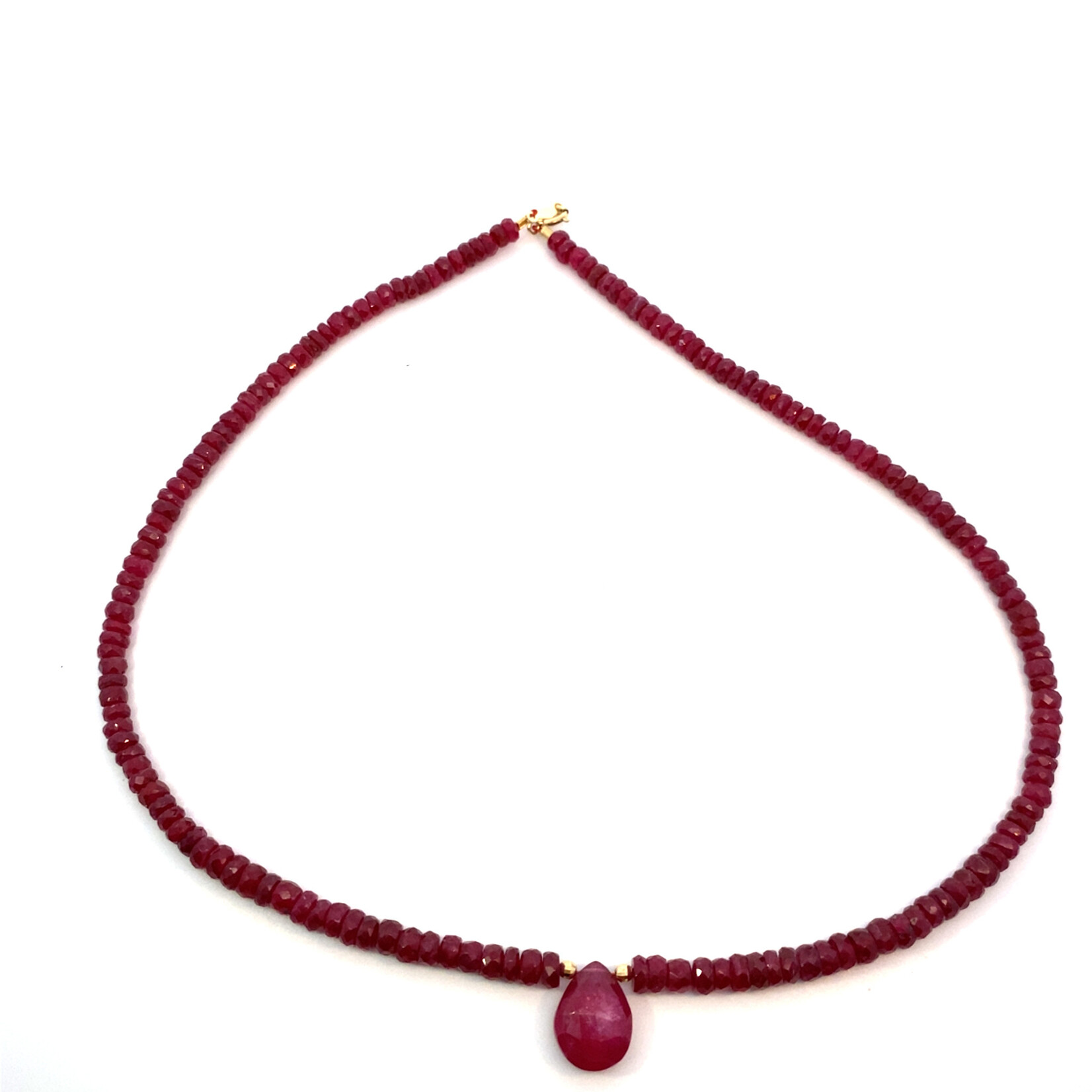 14K Yellow Gold 15" Ruby Necklace