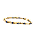 14K Yellow Gold 7" Sapphire & Diamond Bracelet
