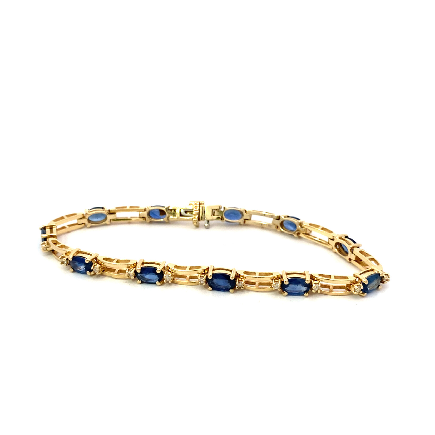 14K Yellow Gold 7" Sapphire & Diamond Bracelet