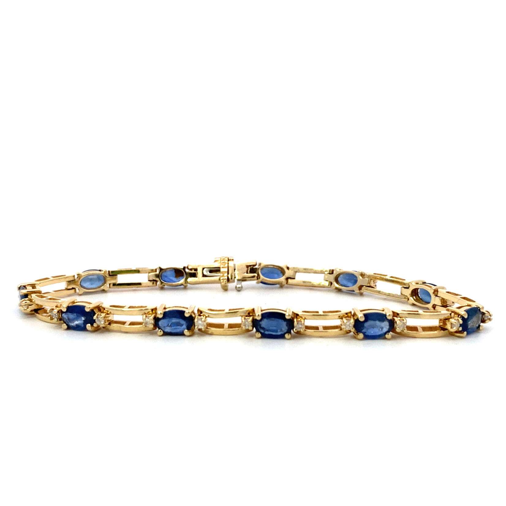 14K Yellow Gold 7" Sapphire & Diamond Bracelet
