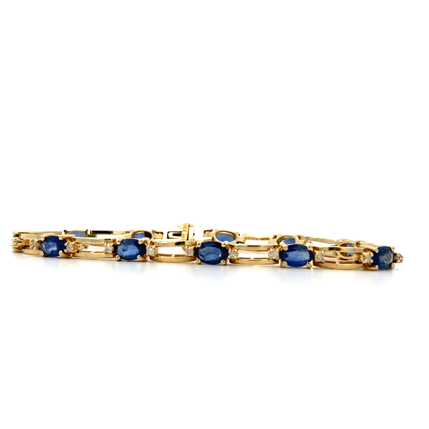 14K Yellow Gold 7" Sapphire & Diamond Bracelet