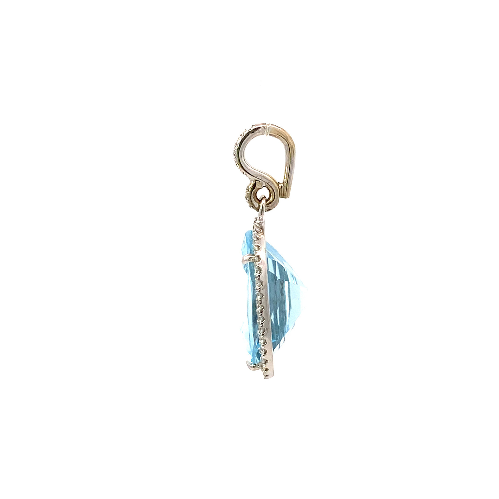 18K White Gold Blue Topaz Pendant