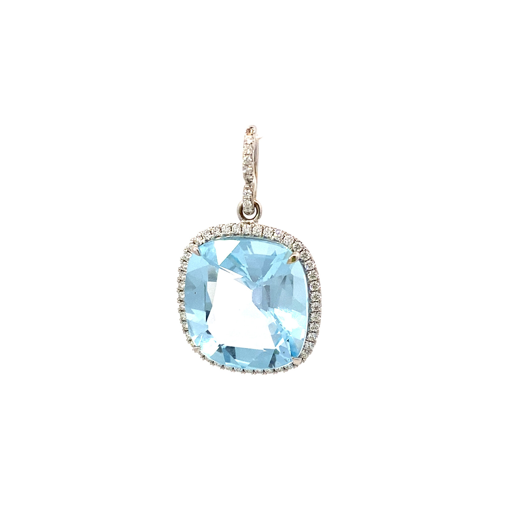 18K White Gold Blue Topaz Pendant