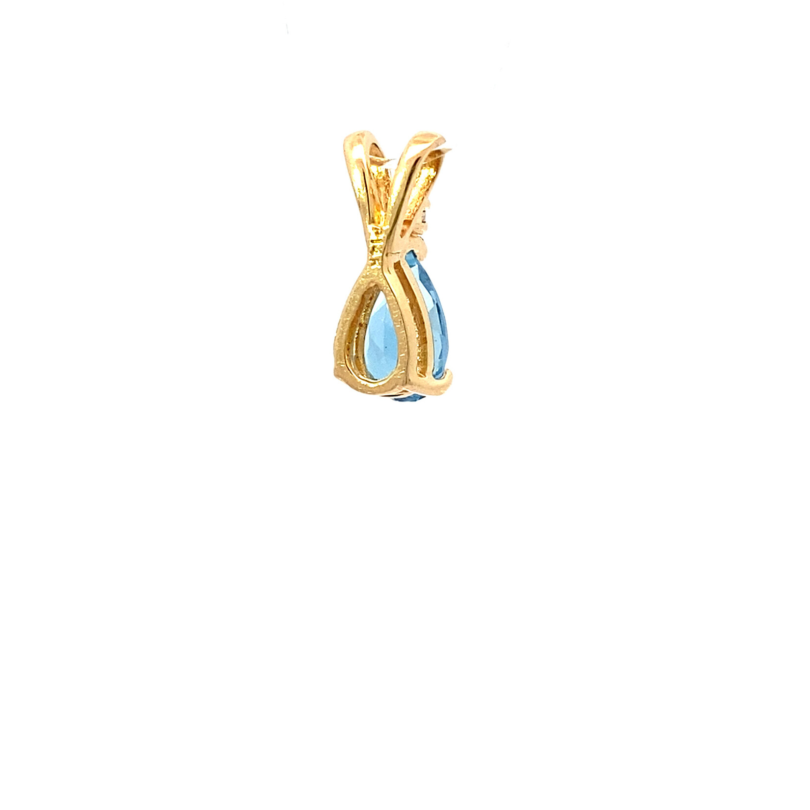 14K Yellow Gold Blue Topaz & Diamond Pendant