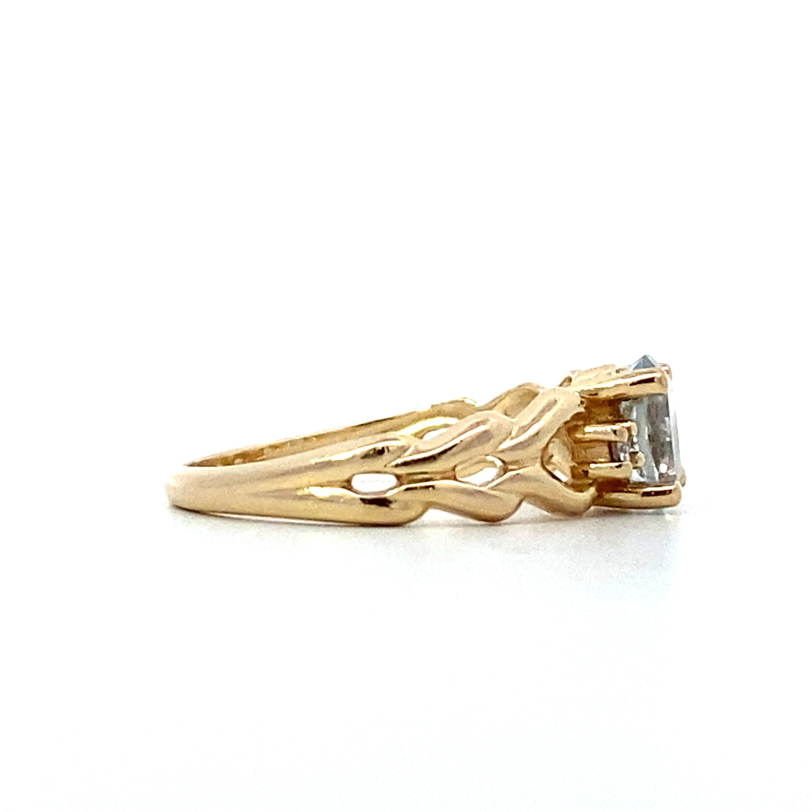14K Yellow Box Aqua ring sz5