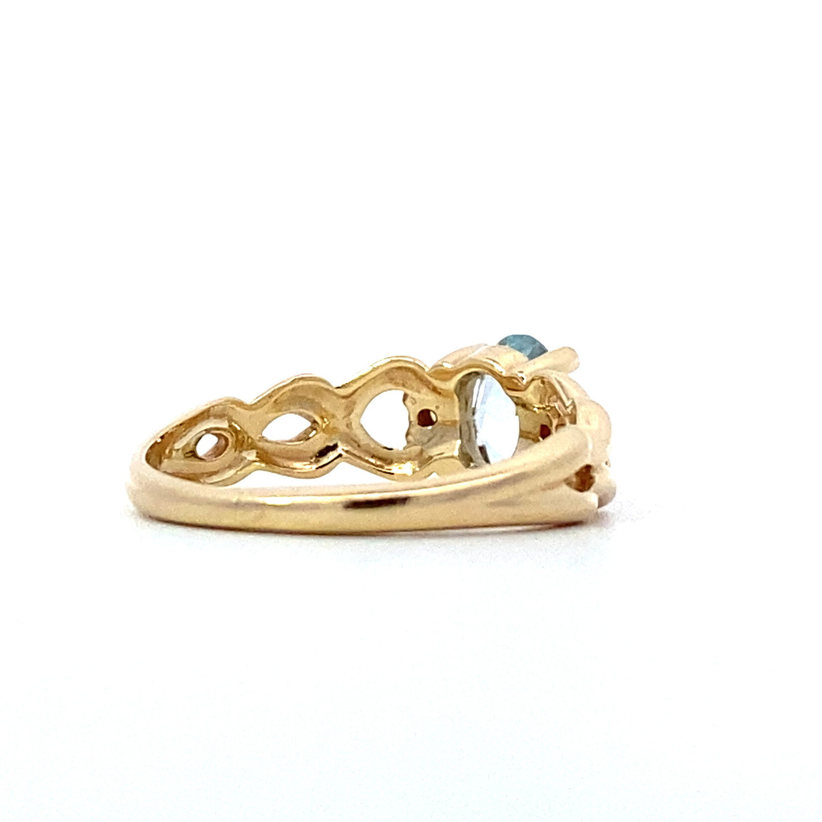 14K Yellow Box Aqua ring sz5