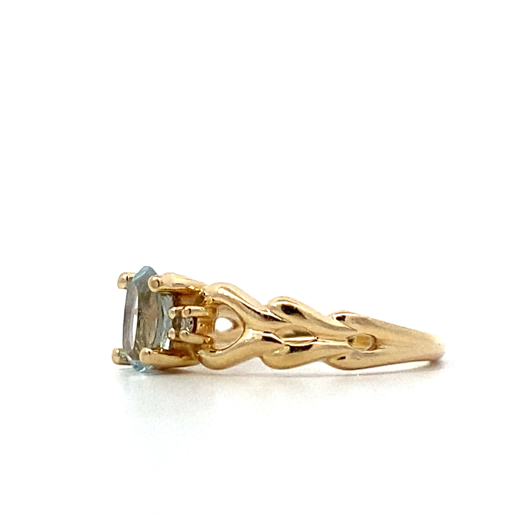 14K Yellow Box Aqua ring sz5