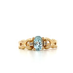 14K Yellow Box Aqua ring sz5