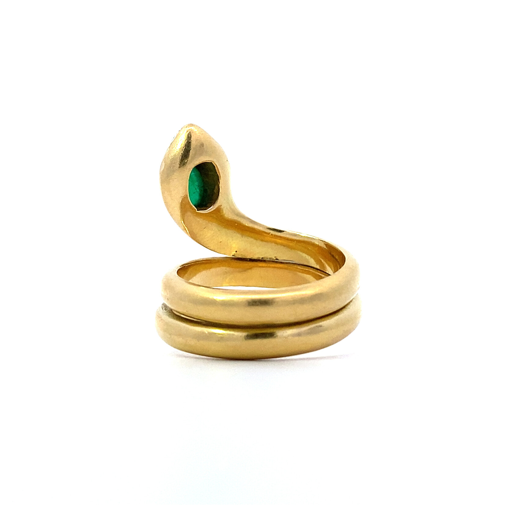 18K Yellow Gold Emerald Snake Ring sz7