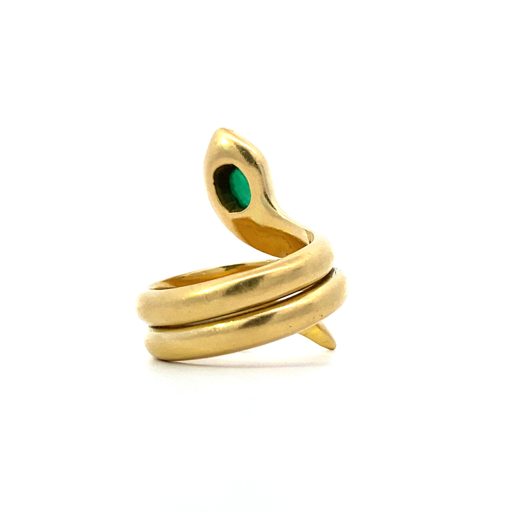 18K Yellow Gold Emerald Snake Ring sz7