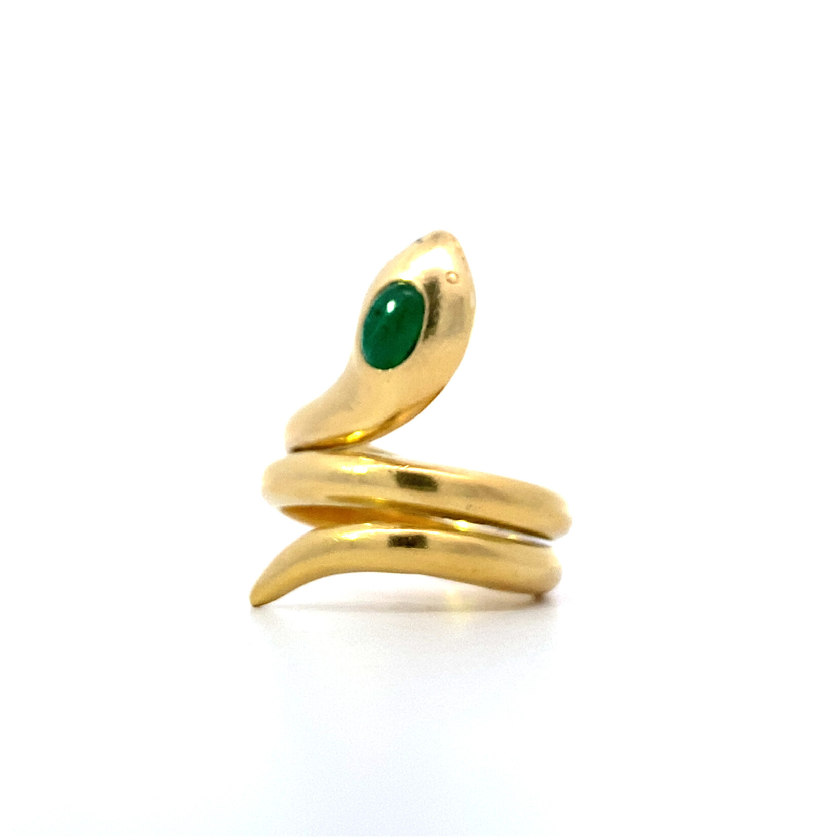 18K Yellow Gold Emerald Snake Ring sz7