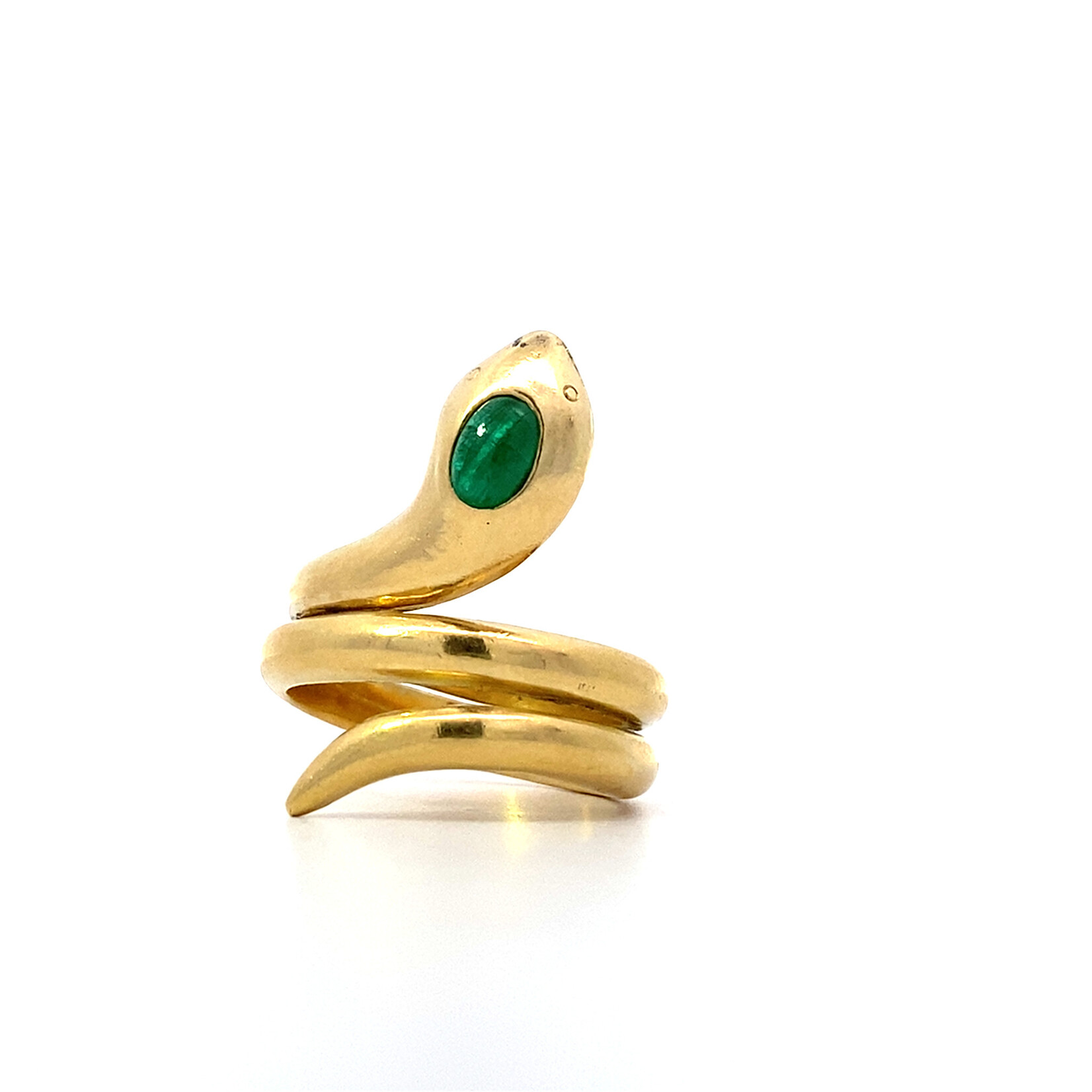 18K Yellow Gold Emerald Snake Ring sz7