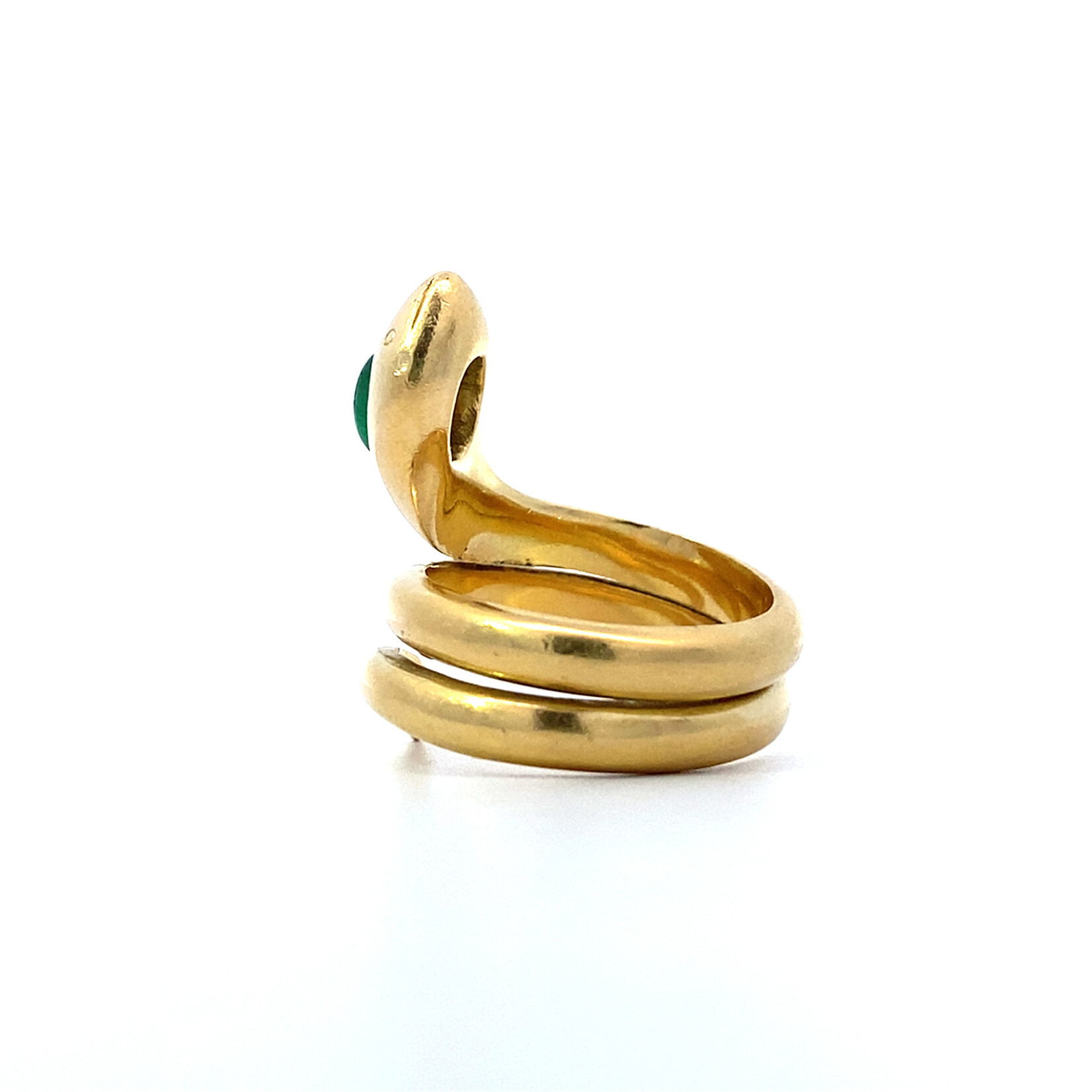 18K Yellow Gold Emerald Snake Ring sz7