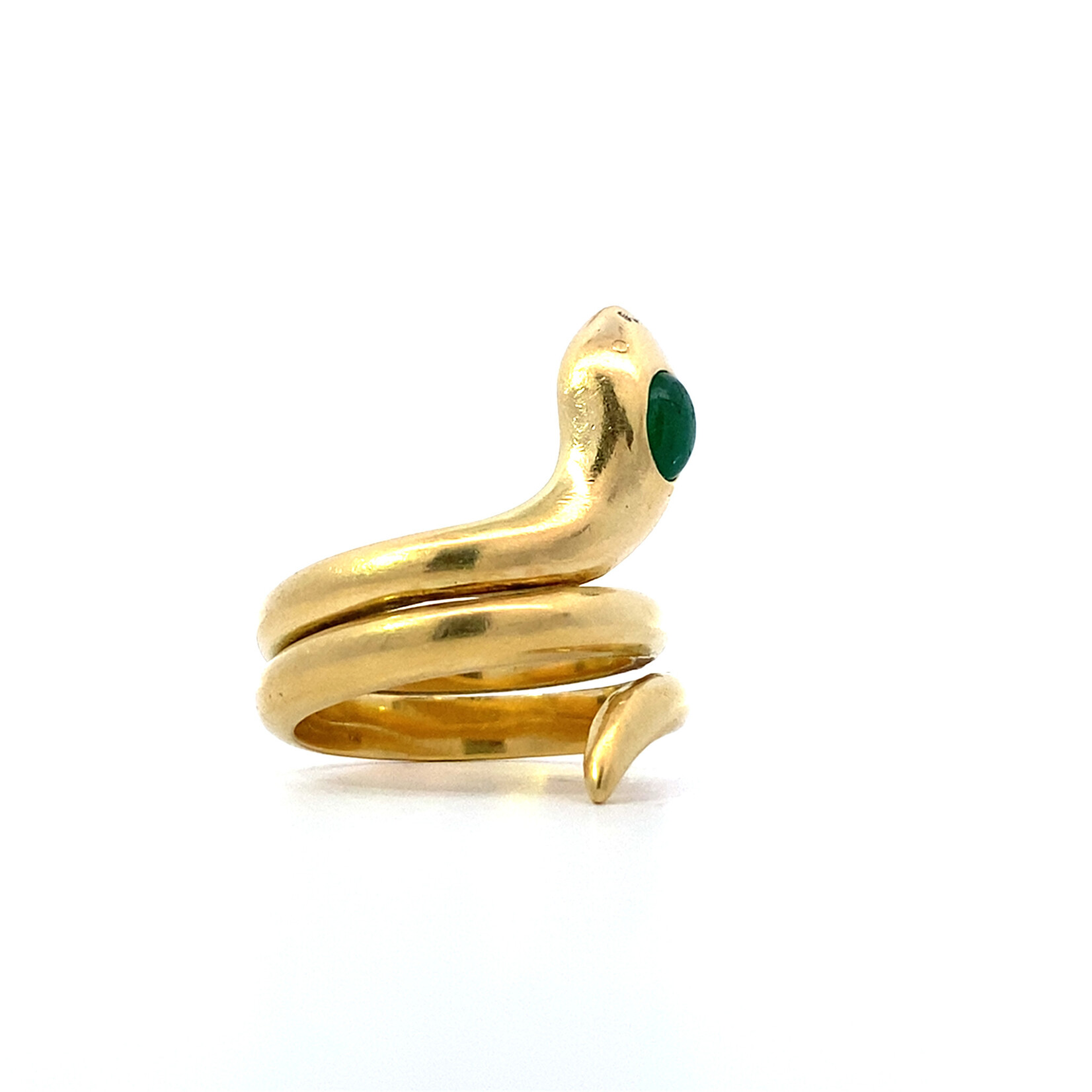18K Yellow Gold Emerald Snake Ring sz7