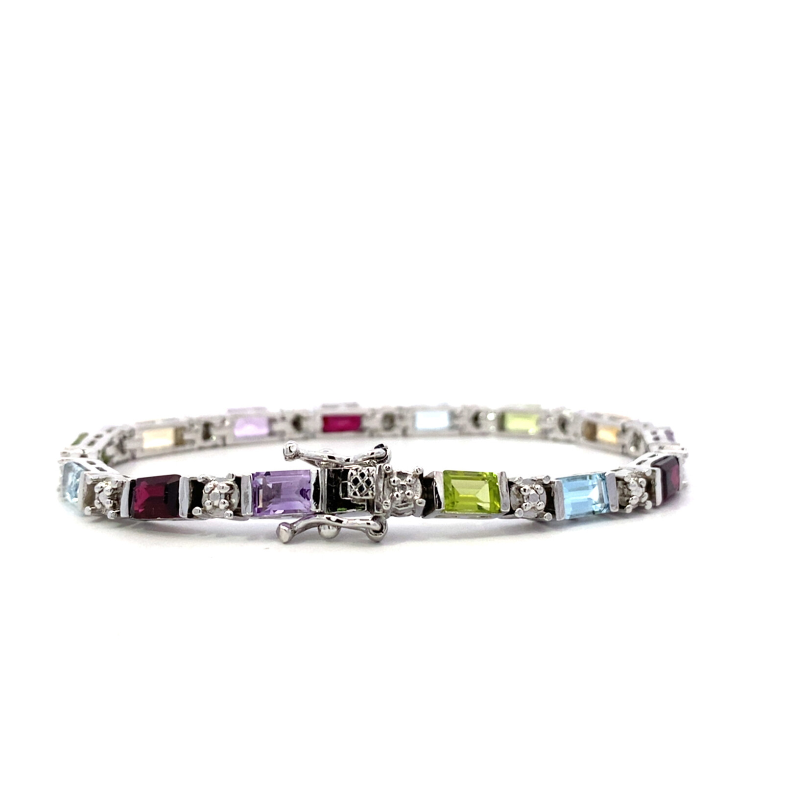 Sterling Silver 7" Multi Gemstone Bracelet
