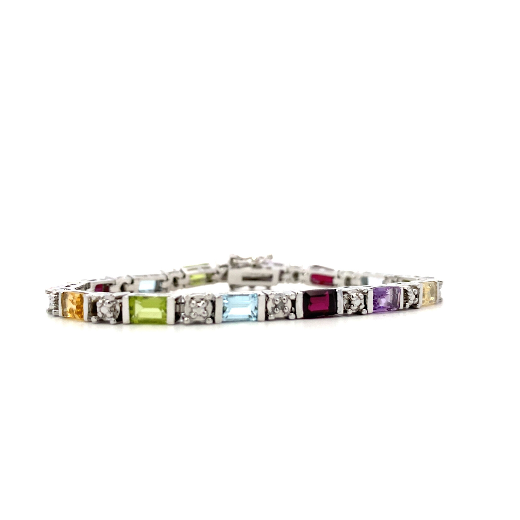 Sterling Silver 7" Multi Gemstone Bracelet