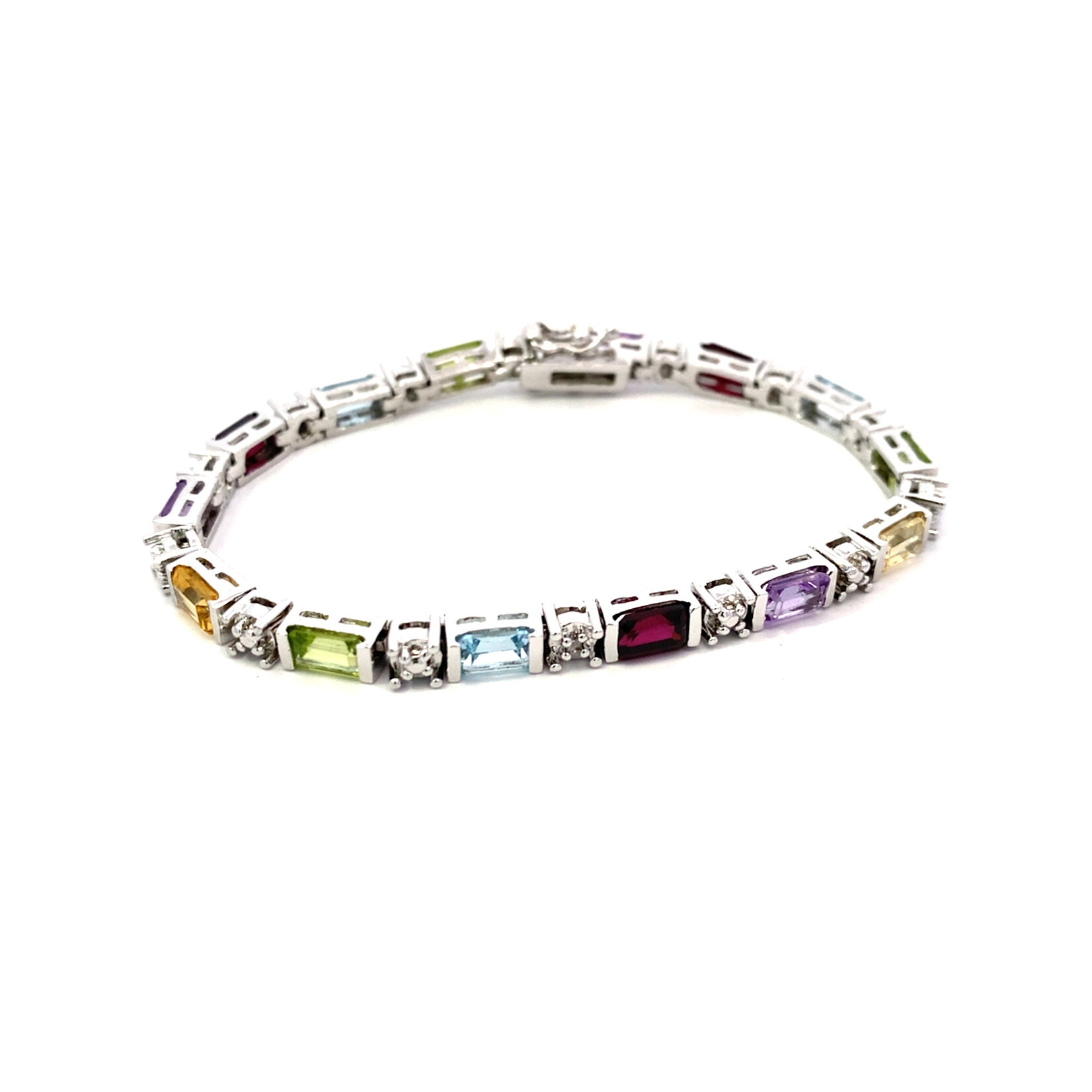 Sterling Silver 7" Multi Gemstone Bracelet