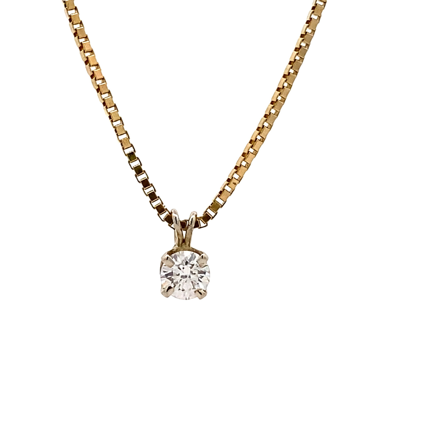 14K Yellow Gold 18" Diamond Solitaire necklace D.25ctw