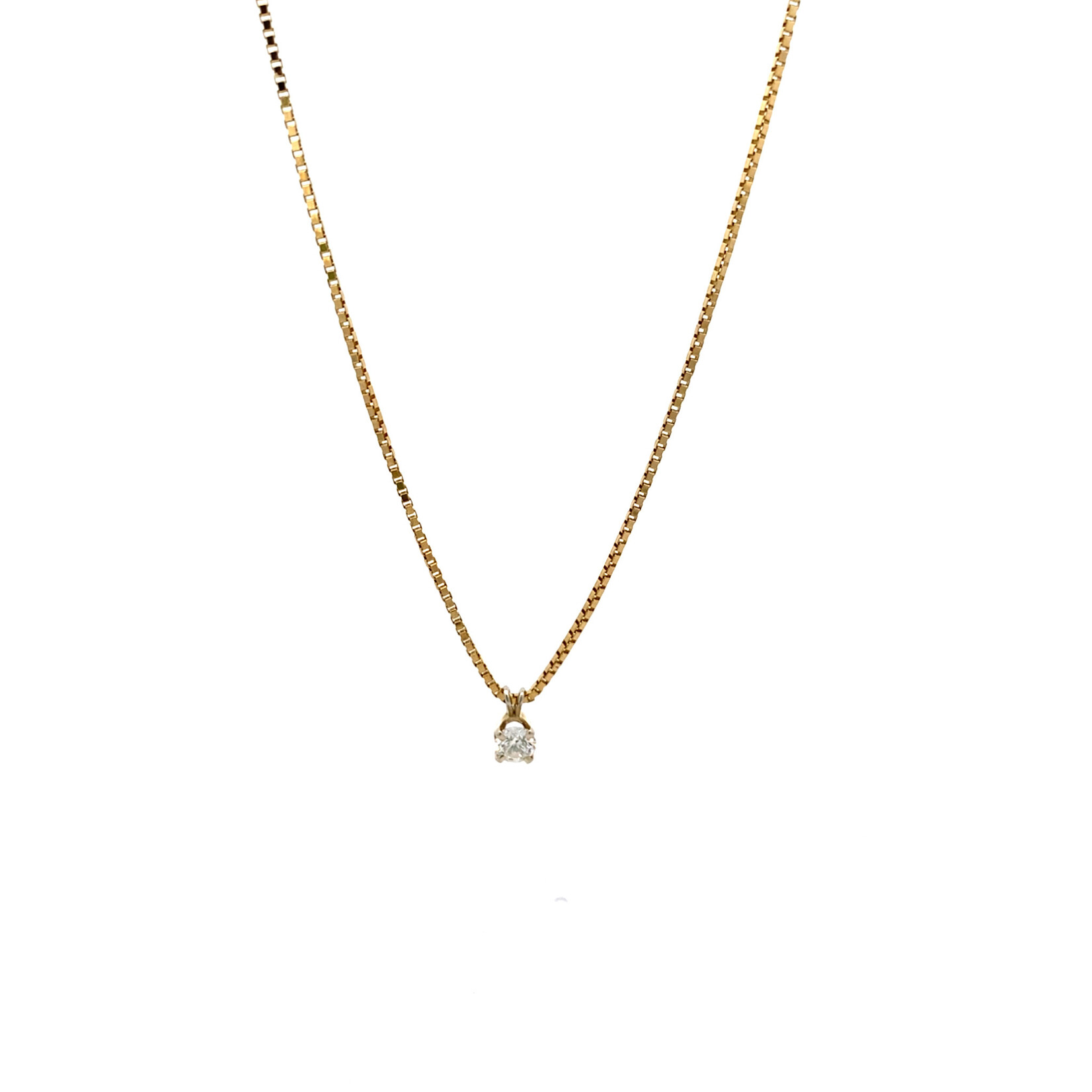14K Yellow Gold 18" Diamond Solitaire necklace D.25ctw