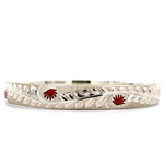 Ohia Lehua Sterling Silver Ohia Lehua with Red Glass Enamel Bracelet