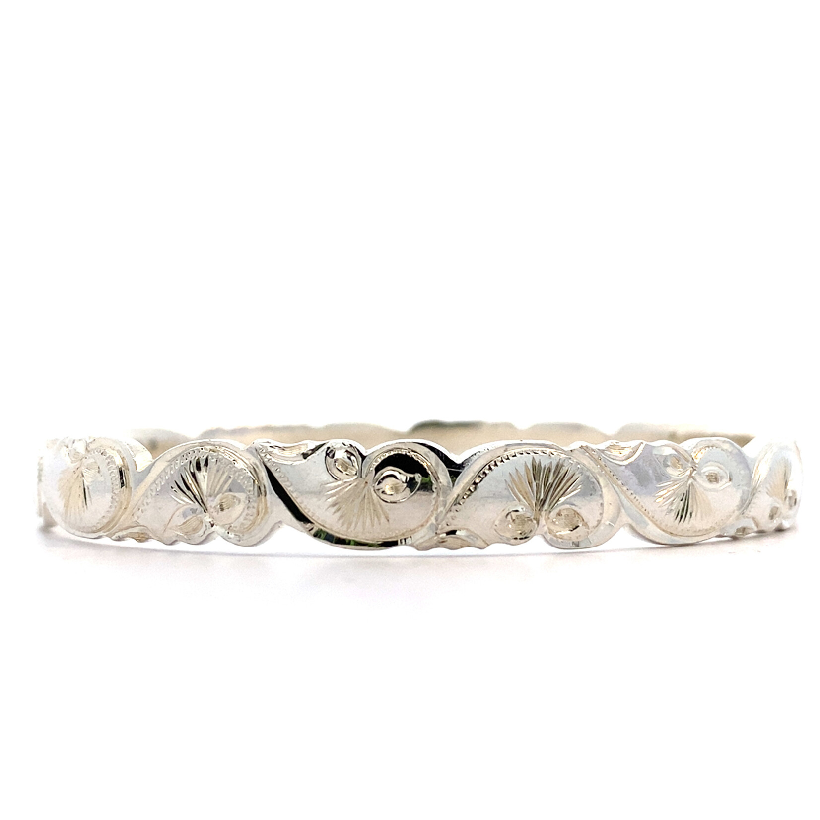 Lehua Blossom Sterling Silver 8mm Barrel Heavy Pua Lehua Kalai Kula sz7.5