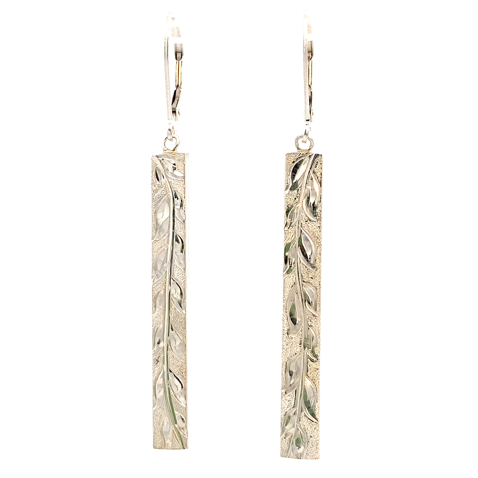 Maile Kaluhea Sterling Silver 1.5" 5mm Flat Heavy Maile Kaluhea Bar Dangles
