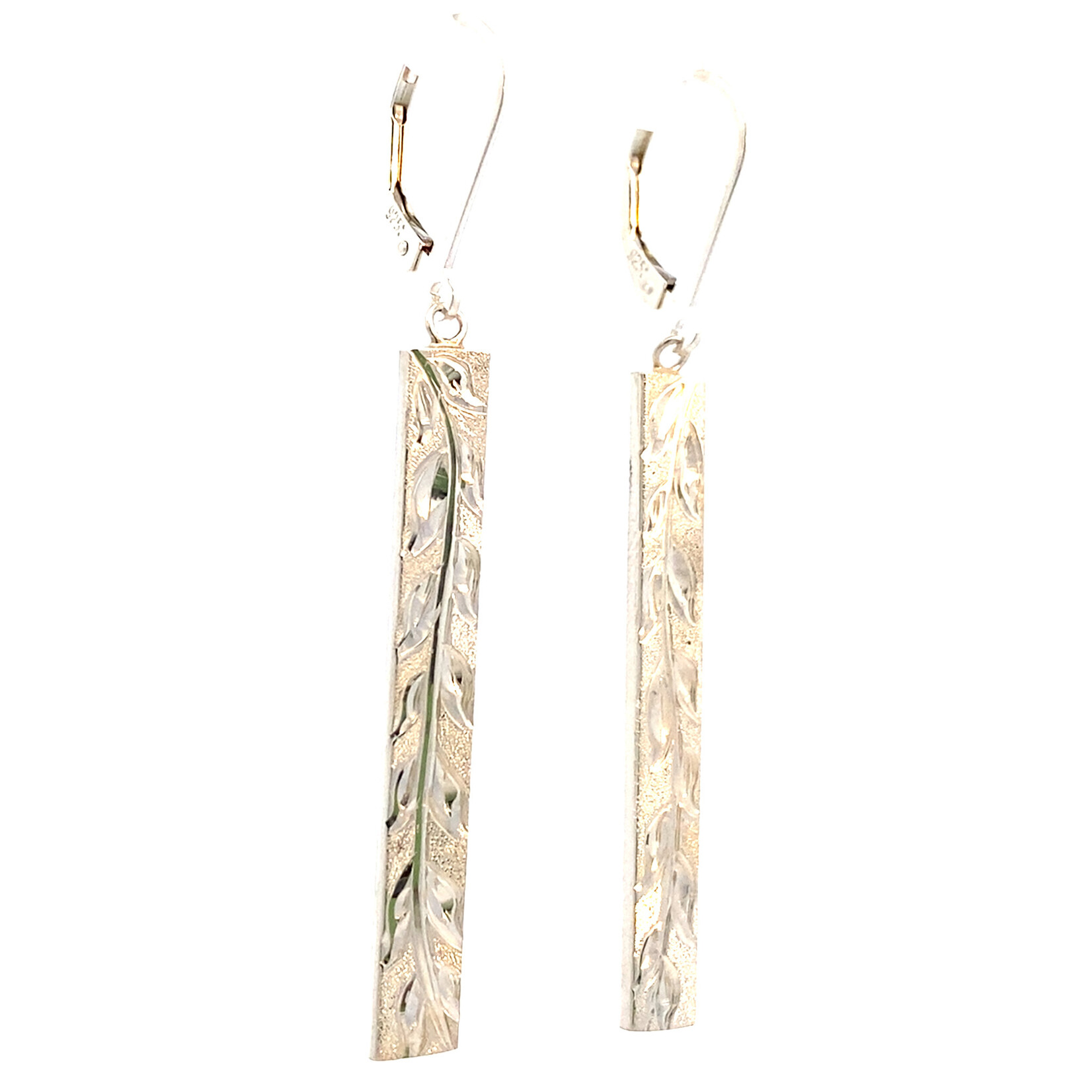 Maile Kaluhea Sterling Silver 1.5" 5mm Flat Heavy Maile Kaluhea Bar Dangles