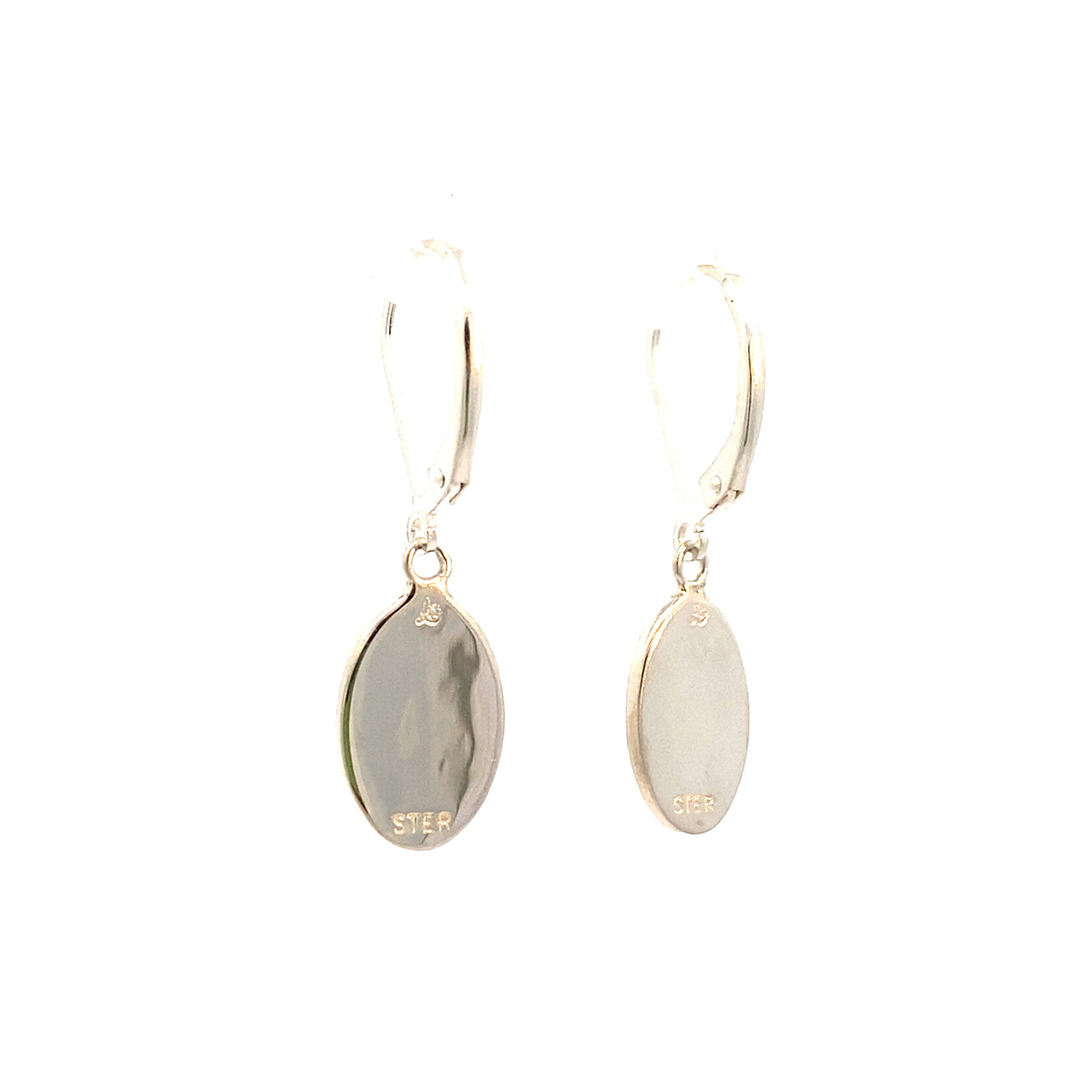 Sterling Silver 13.5x9.25mm Oval Ohia Lehua with Red Glass Enamel Dangles