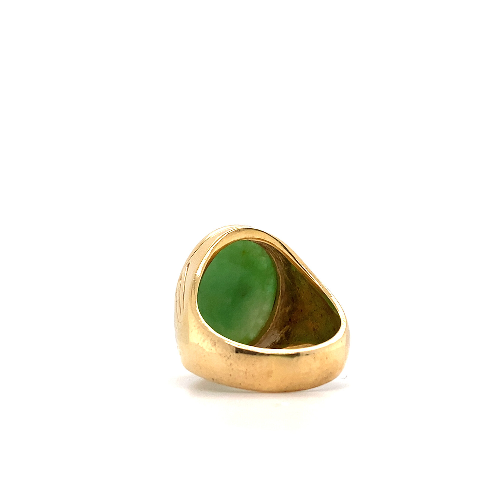 14K Yellow Gold Men's Oval Jade Cab Ring sz9.75