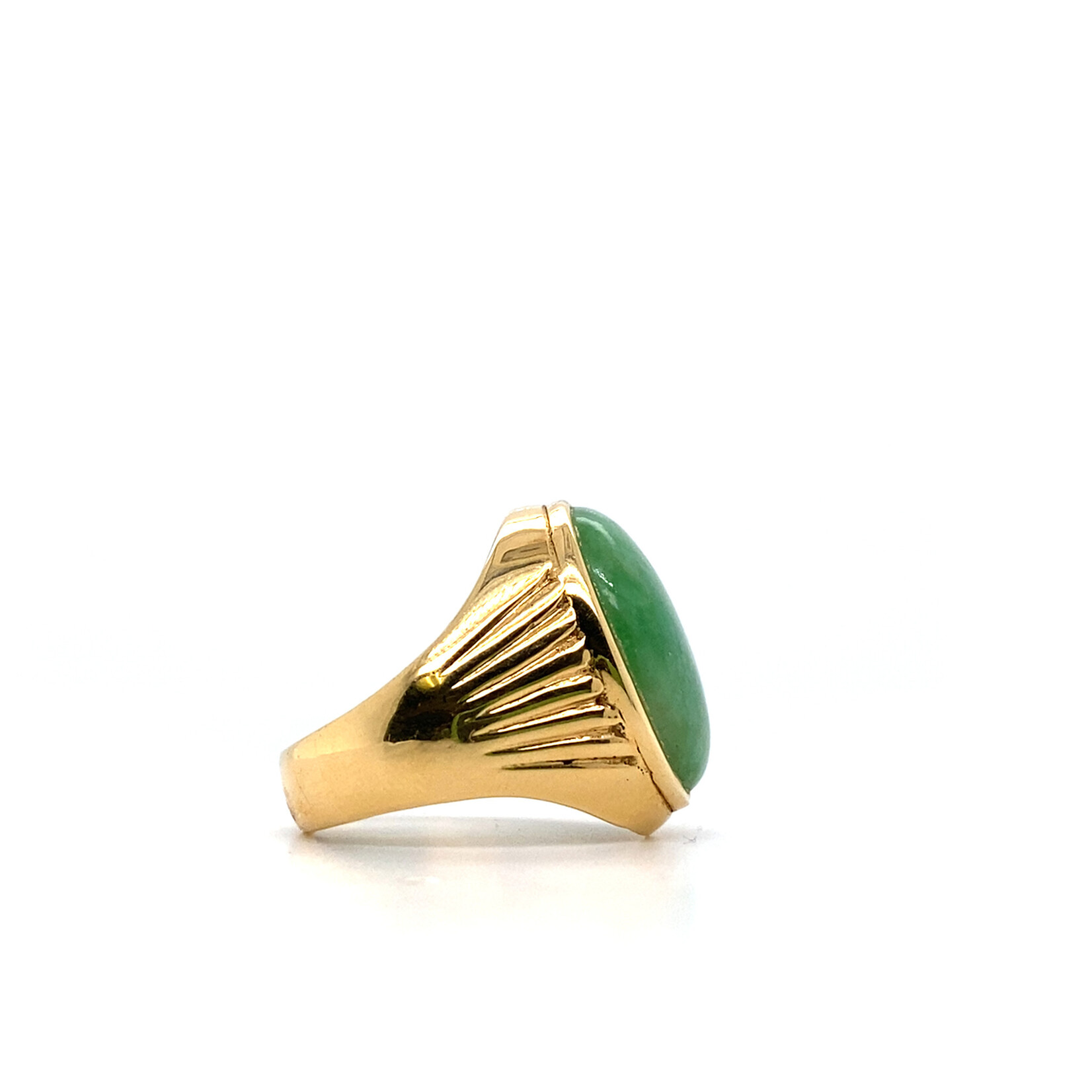 14K Yellow Gold Men's Oval Jade Cab Ring sz9.75