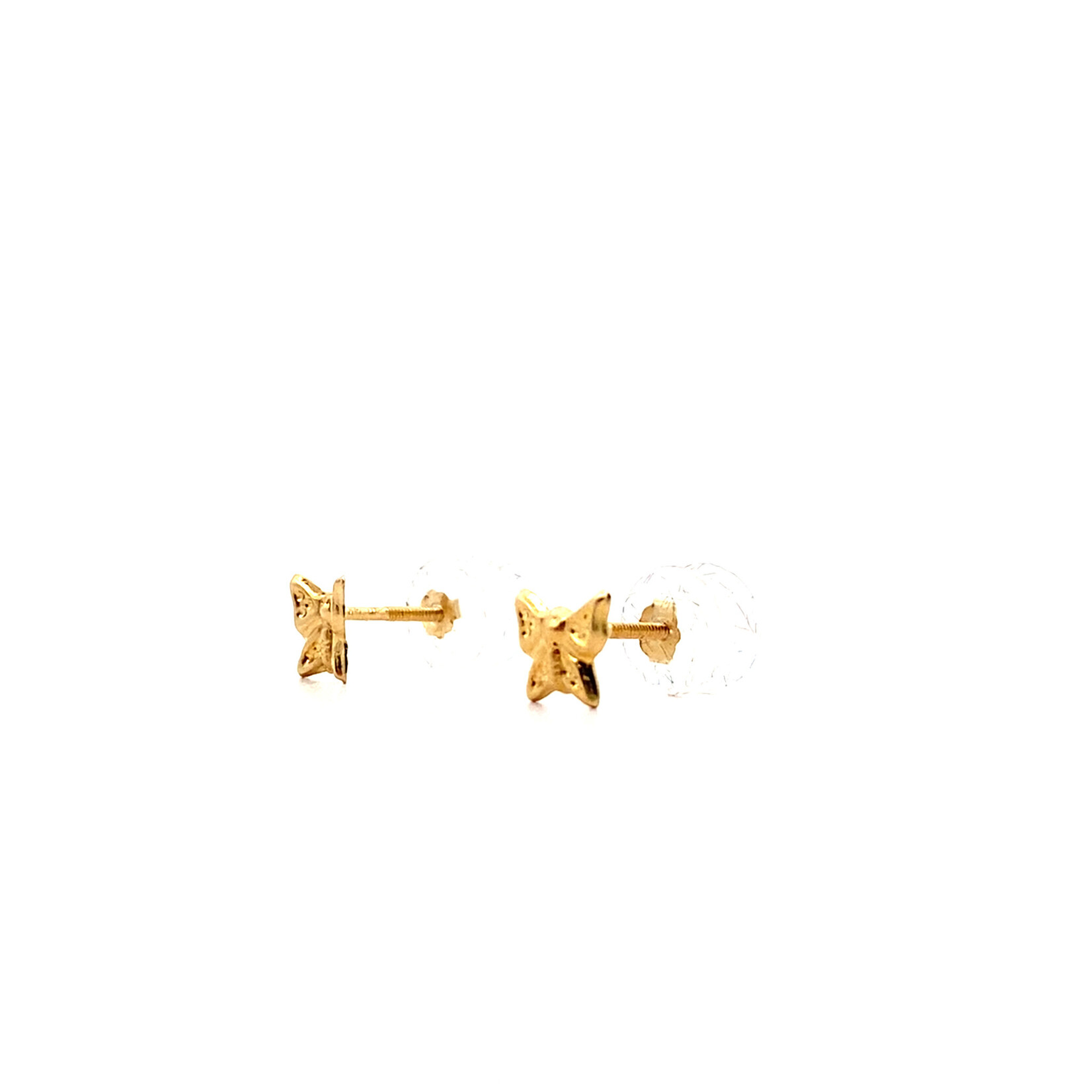 14K Yellow Gold Butterfly Children Screwback Earrings