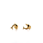 14K Yellow Gold Dolphin Stud Earrings