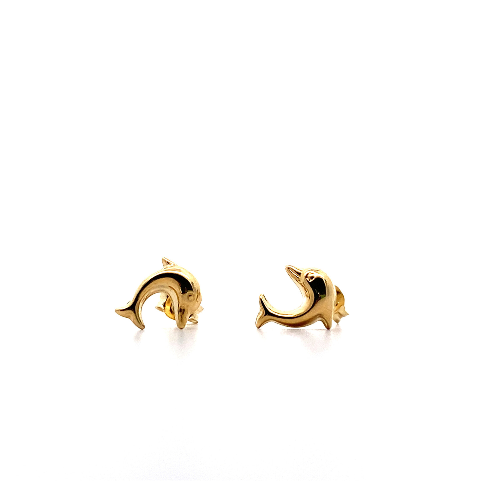 14K Yellow Gold Dolphin Stud Earrings
