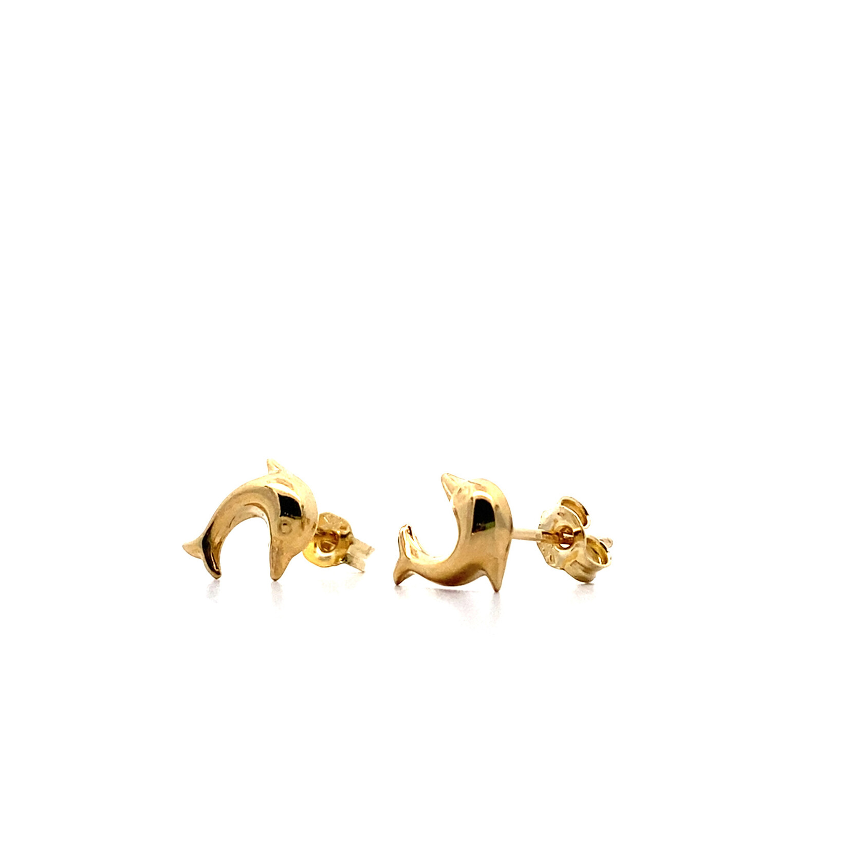 14K Yellow Gold Dolphin Stud Earrings