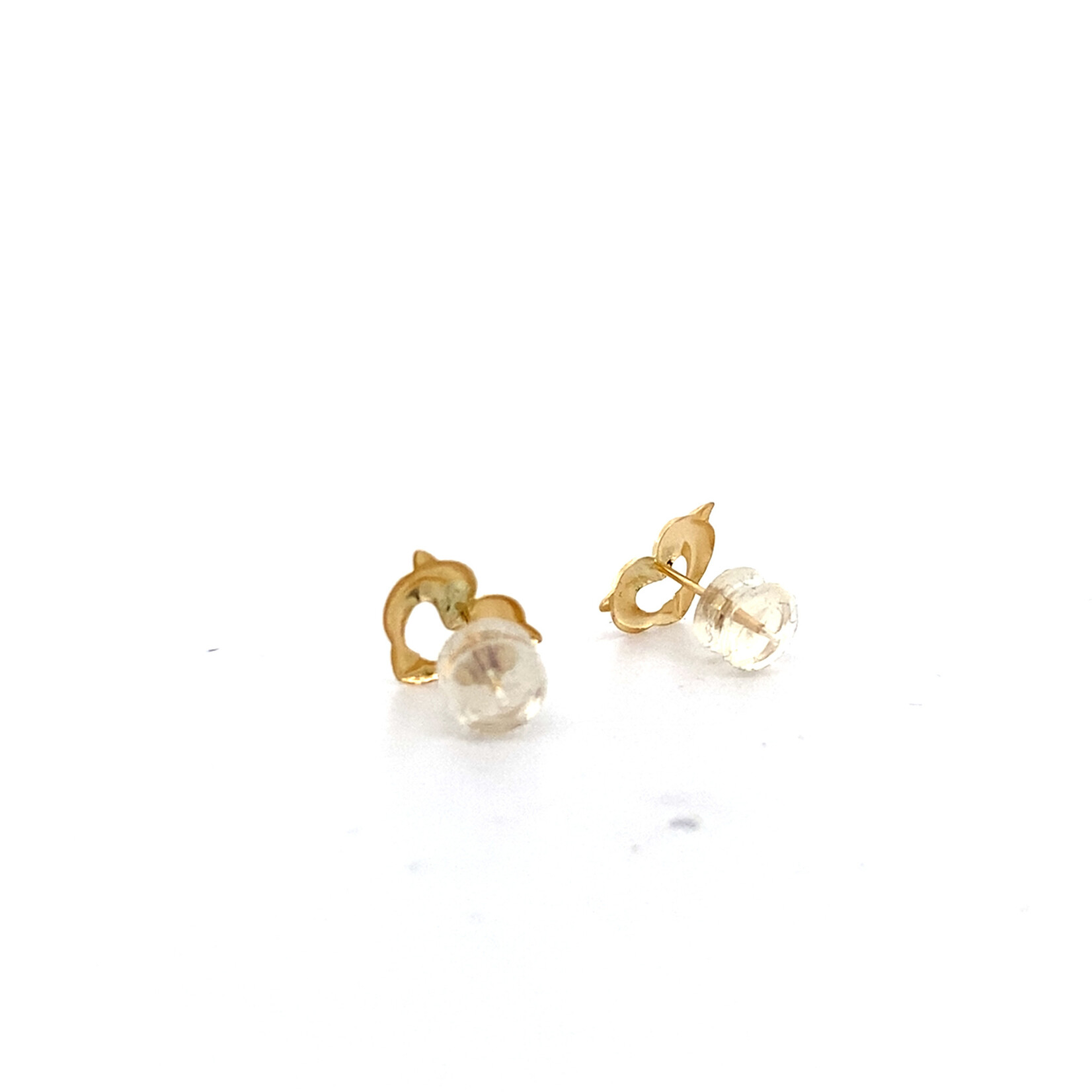 14K Yellow Gold Heart Dolphin Studs
