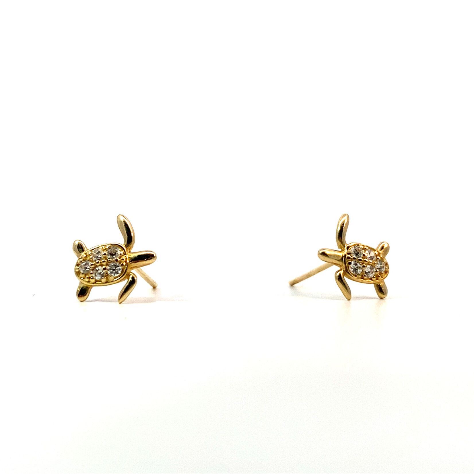 14K Yellow Gold Honu with CZ studs