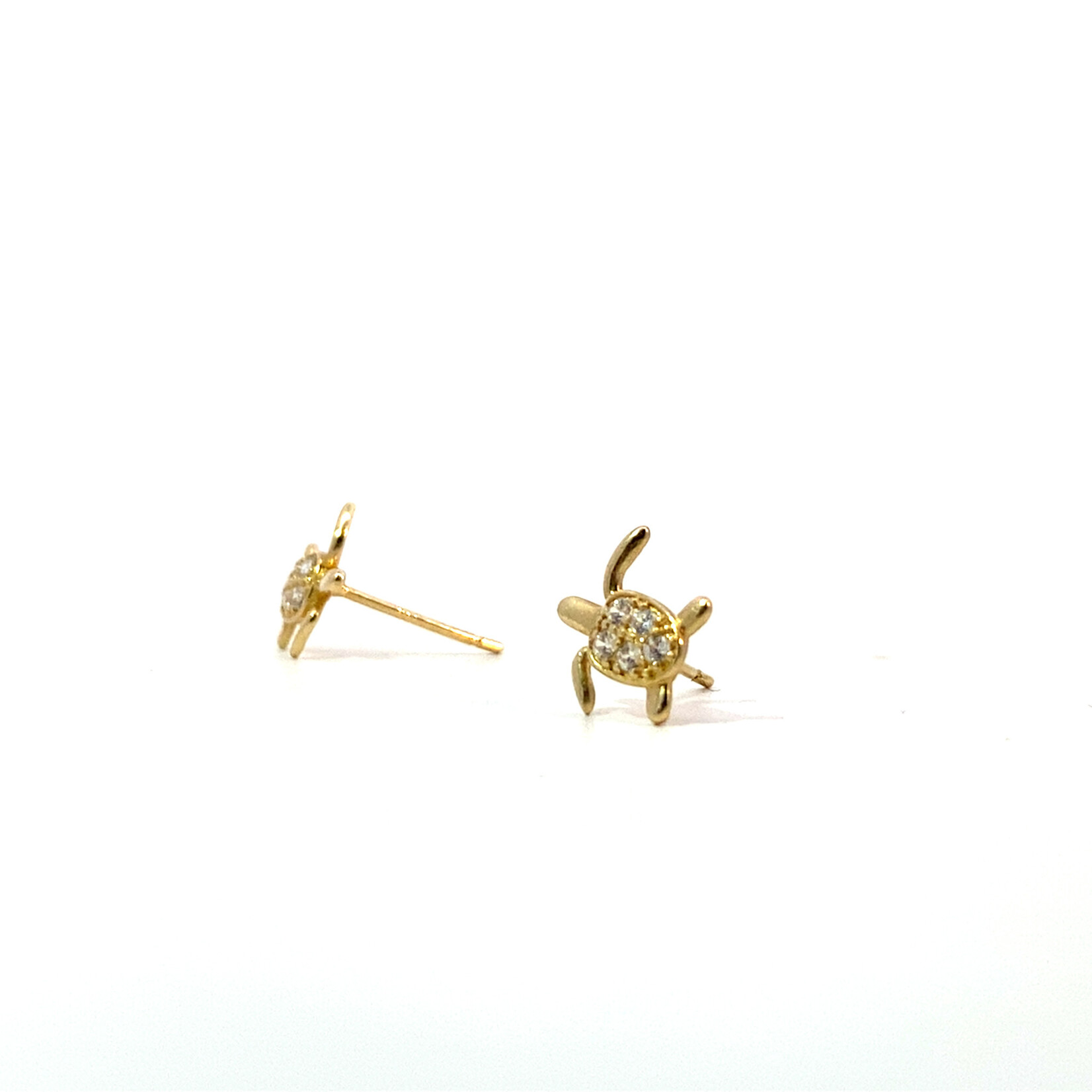 14K Yellow Gold Honu with CZ studs