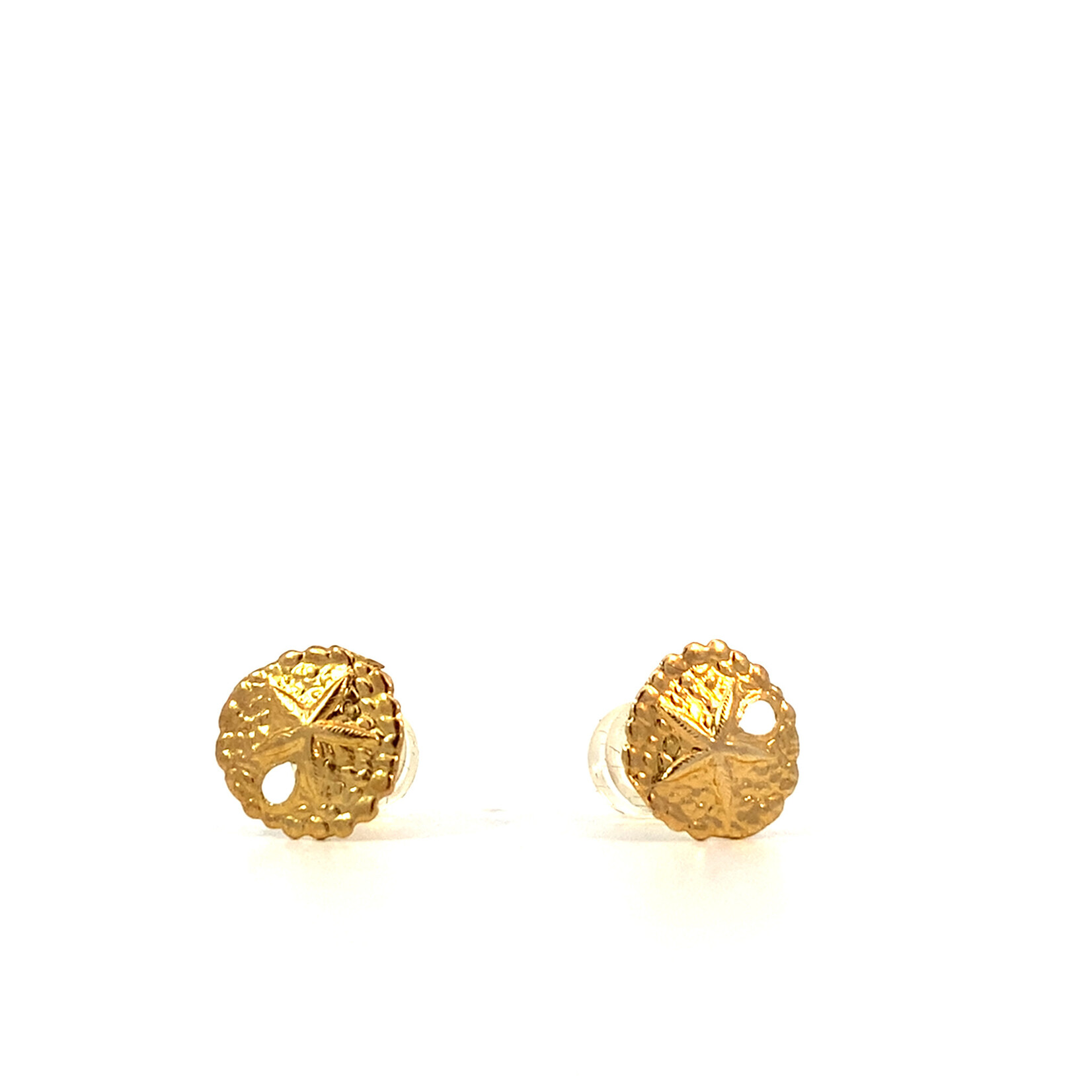 14K Yellow Gold Sand Dollar Post Earrings