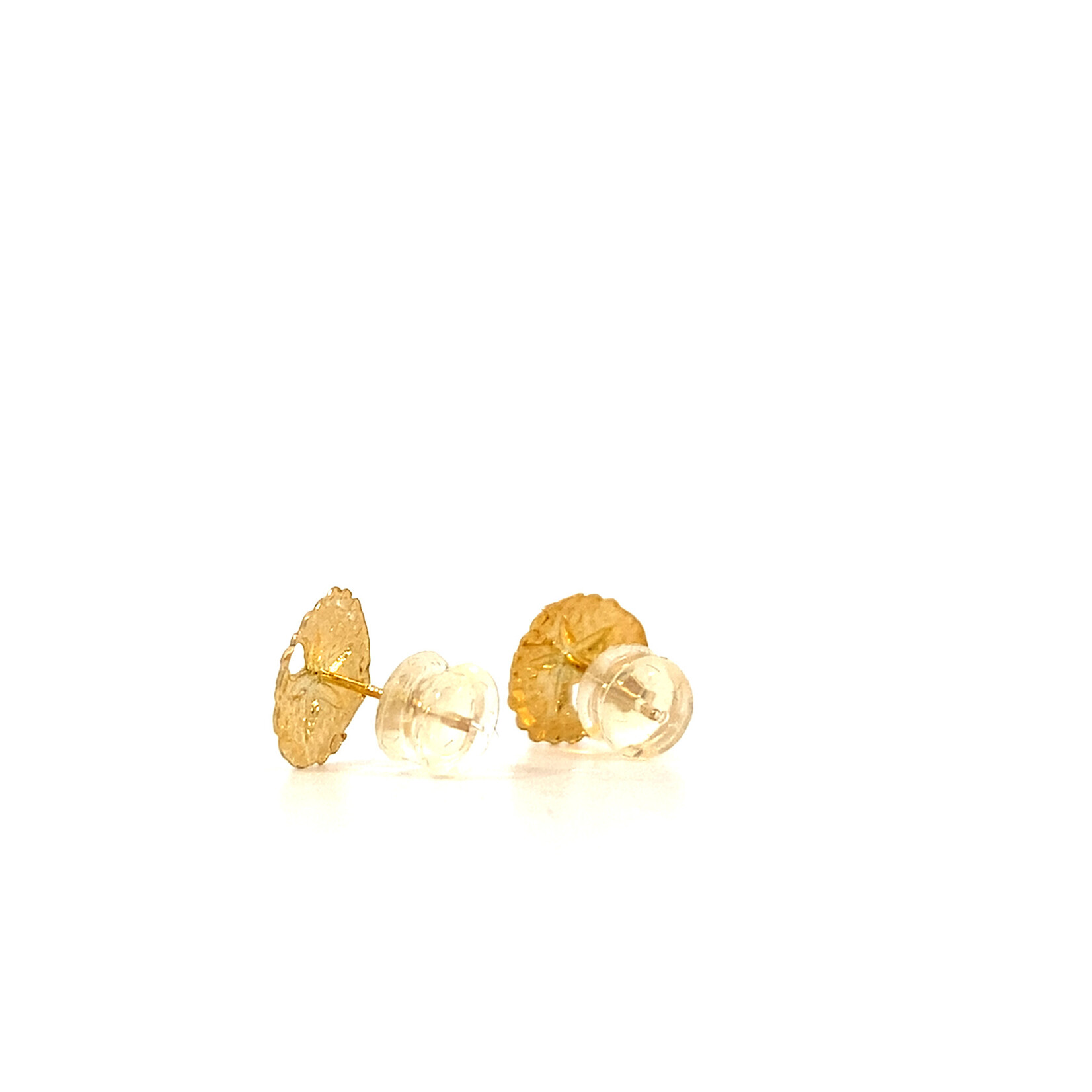 14K Yellow Gold Sand Dollar Post Earrings