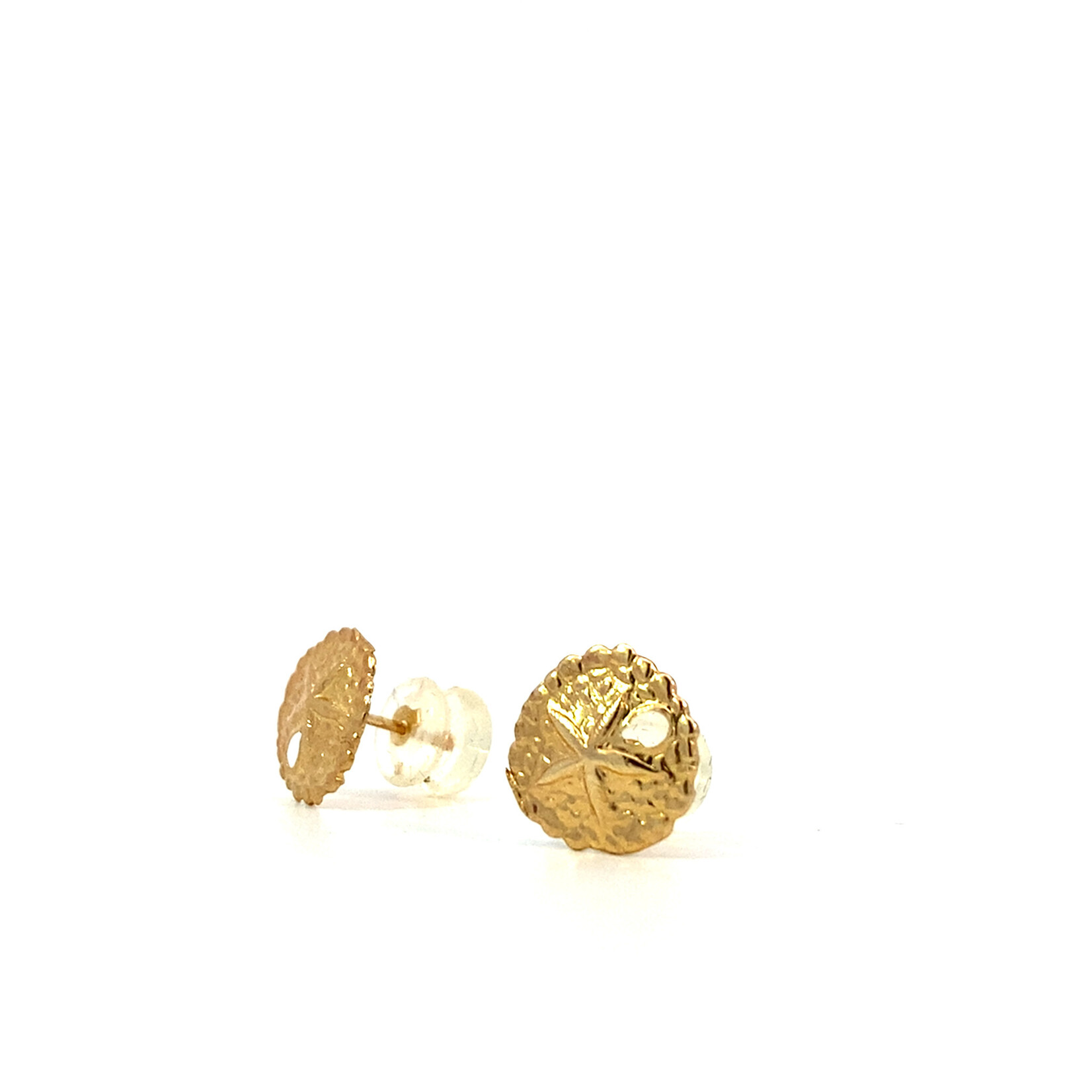 14K Yellow Gold Sand Dollar Post Earrings