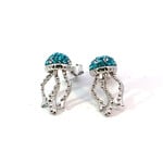Sterling Silver Crystal Jellyfish Studs
