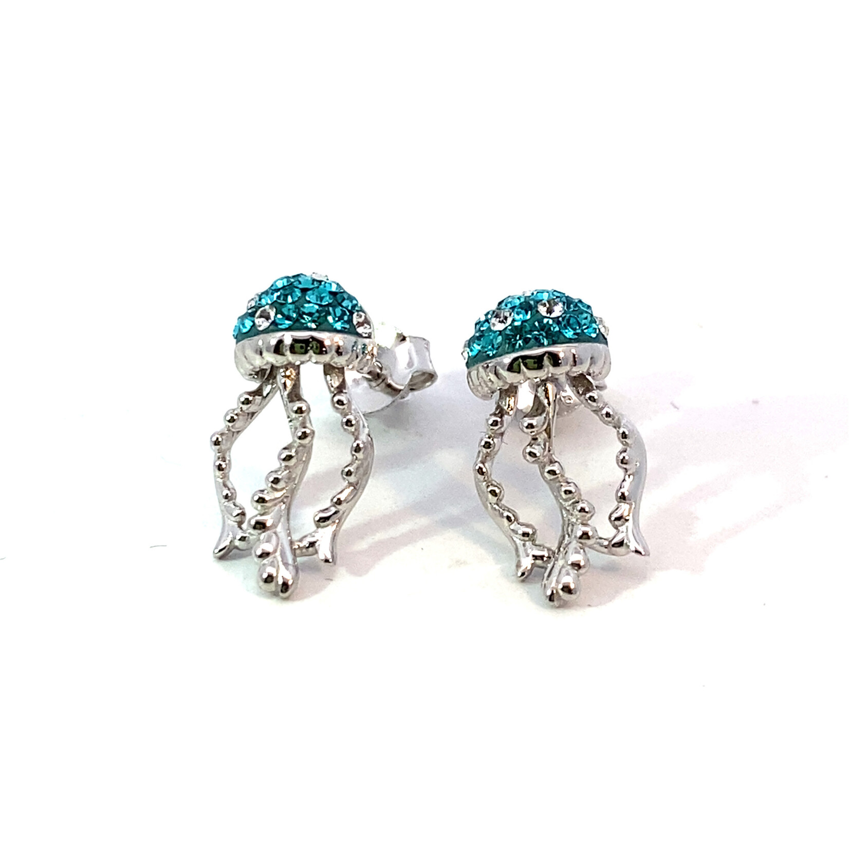 Sterling Silver Crystal Jellyfish Studs