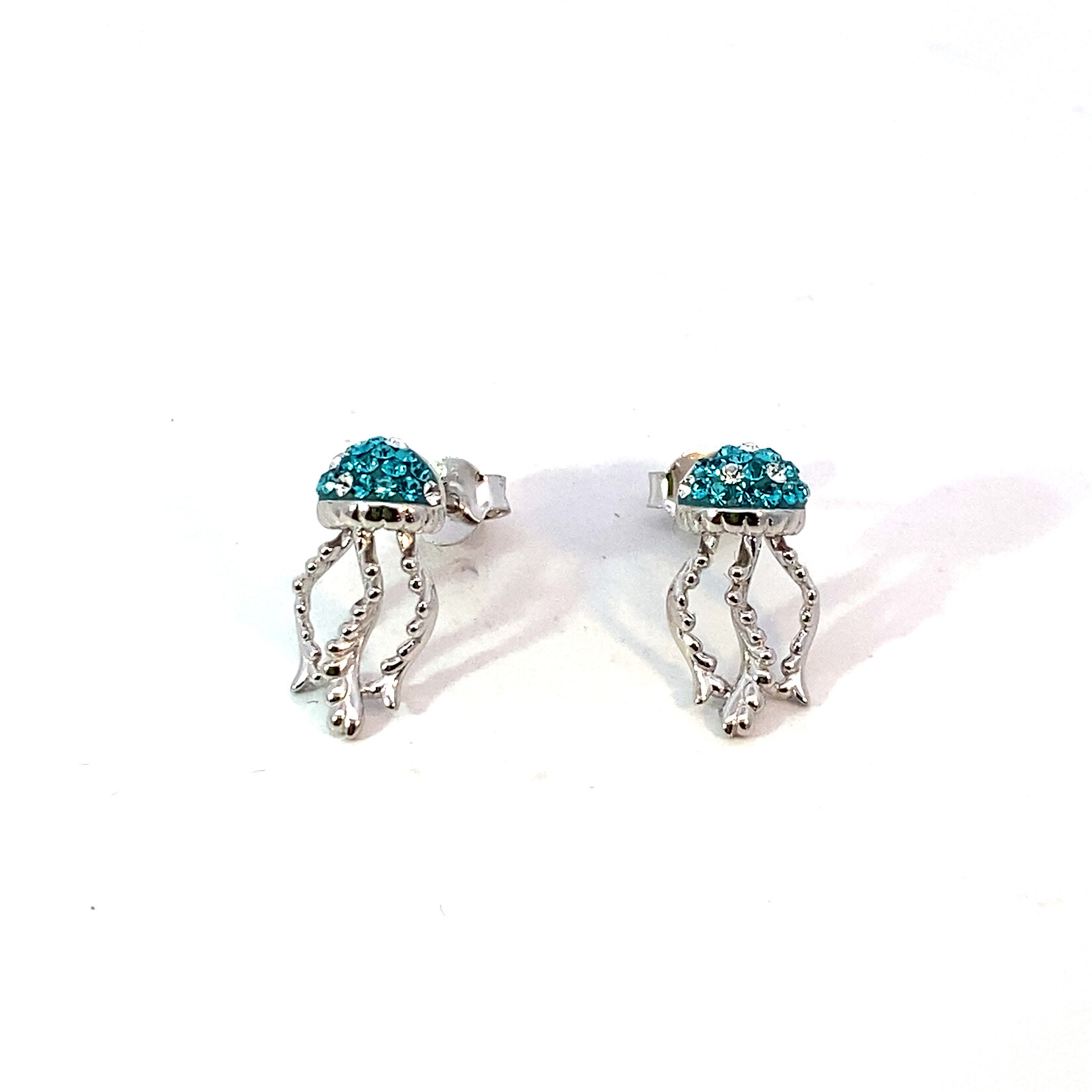 Sterling Silver Crystal Jellyfish Studs